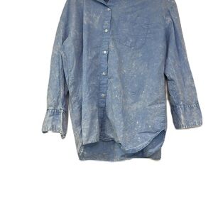 Zara sz s Blue Casual Button Down Shirt with over sized Relaxed Fit